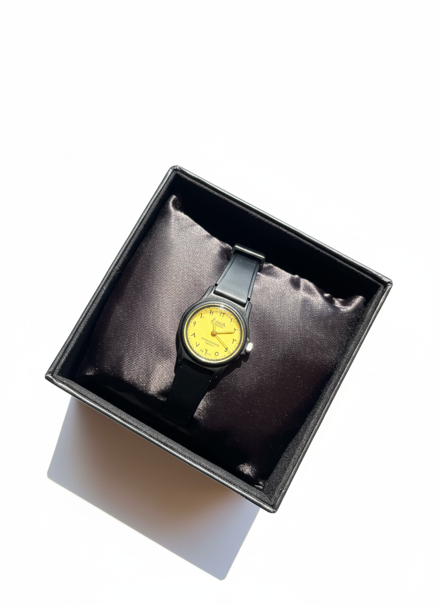 AQUA Yellow Arabic Dial Black Watch