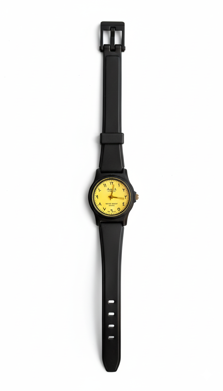 AQUA Yellow Arabic Dial Black Watch
