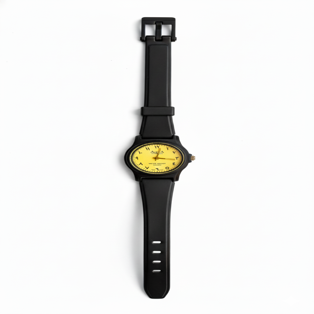 AQUA Yellow Arabic Dial Black Watch